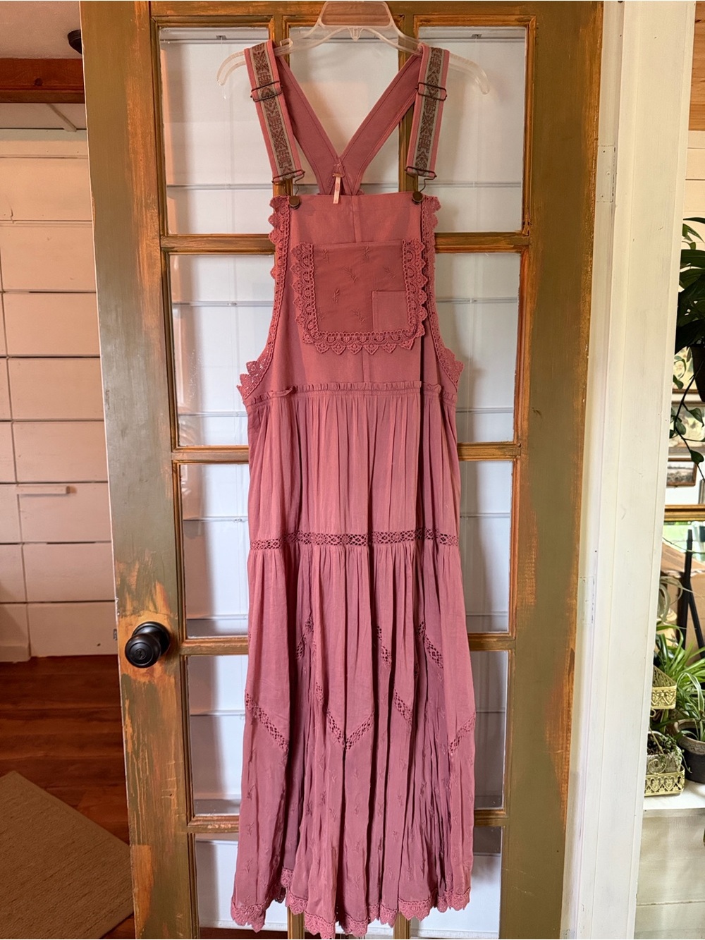 Free People Dusty Rose Lace-Trim Maxi Trails end Skirtall Sold out - Picture 2 of 14